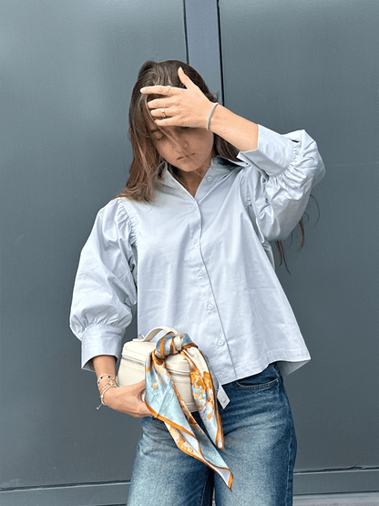 Diana Blouse - Light Blue - at home