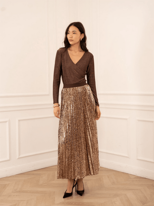 Diana Sequin Skirt - Choco - at home