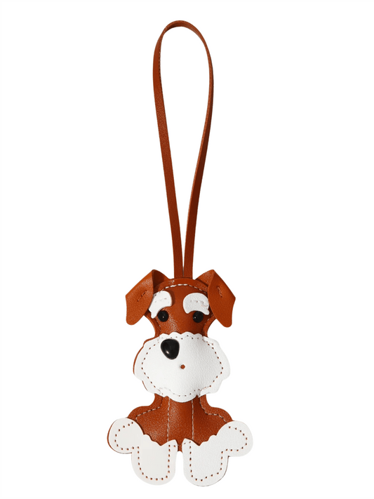 Dog Bag Charm Terrier - Light Brown/White - at home