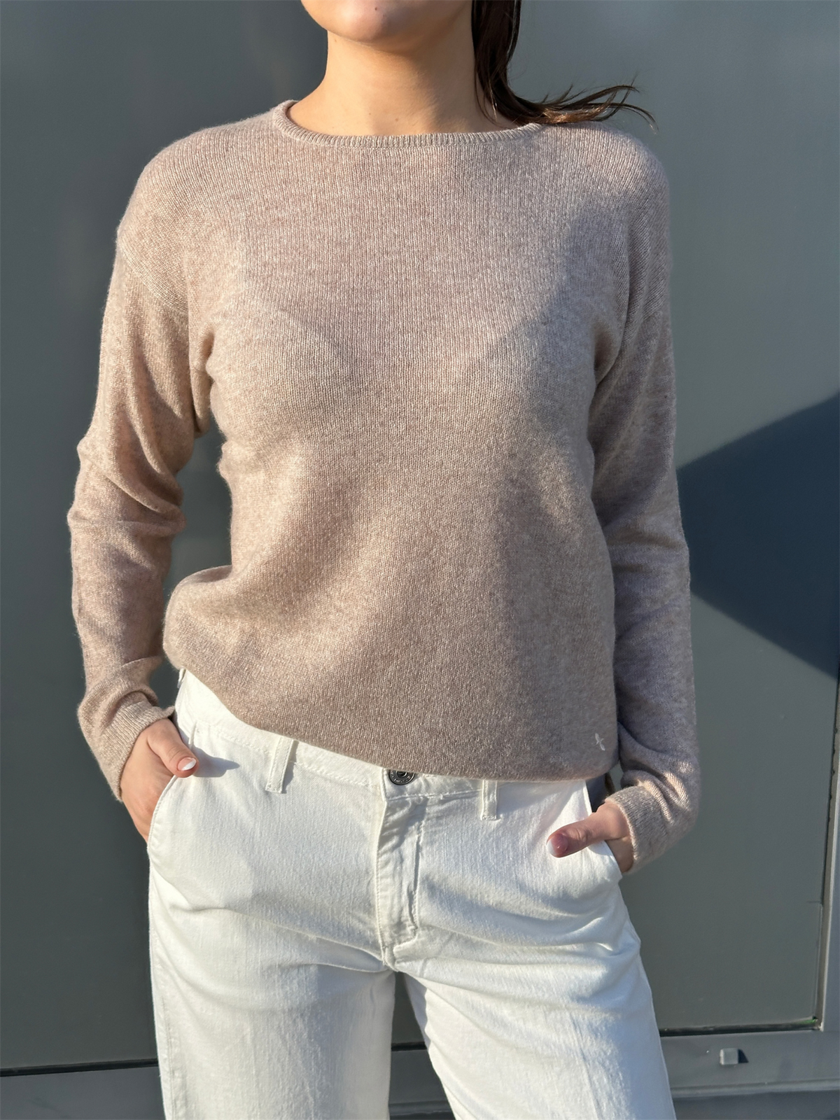 Selina Pure Cashmere Pullover - Nougat Melange