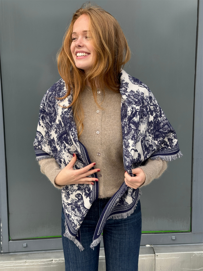 Trekantskjerf Toile de Jouy - Navy