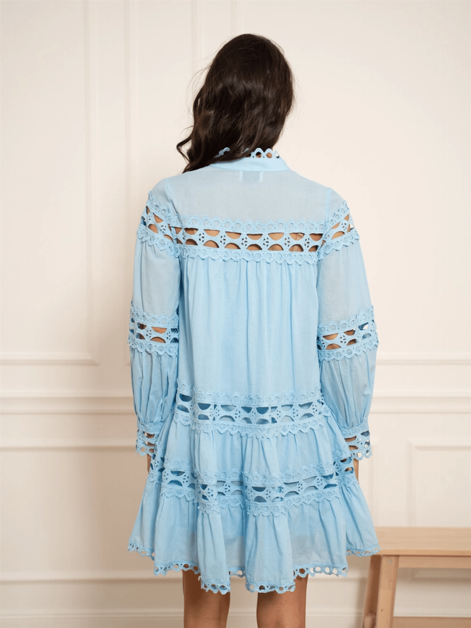 Eliie Short Dress - Sky Blue - at home