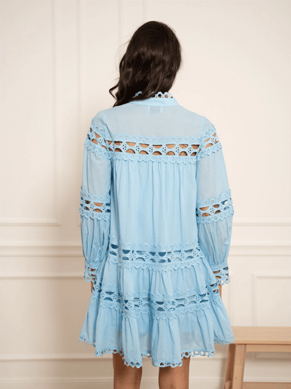 Eliie Short Dress - Sky Blue - at home