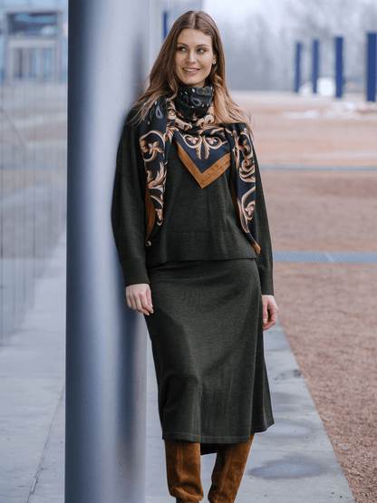 Ella Skirt - Bottle Green - at home