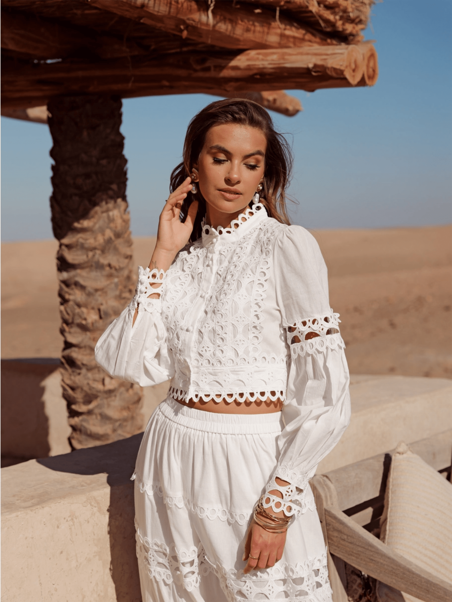 Ellie Cropped Shirt - White - at home