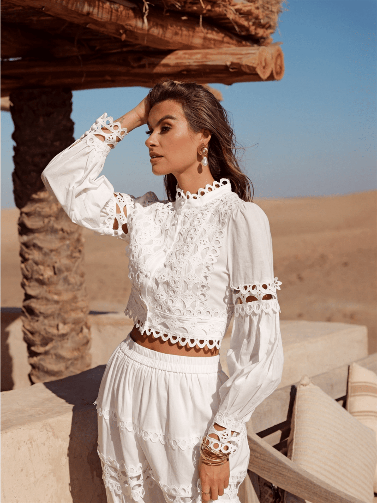 Ellie Cropped Shirt - White - at home