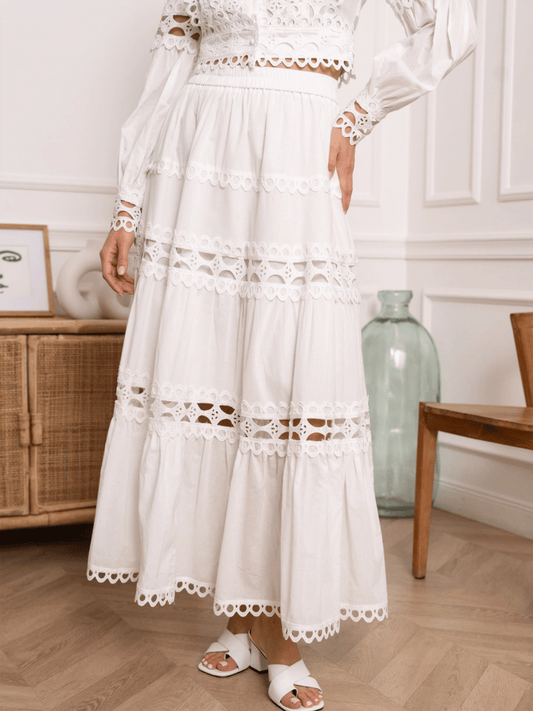 Ellie Maxi Skirt - White - at home