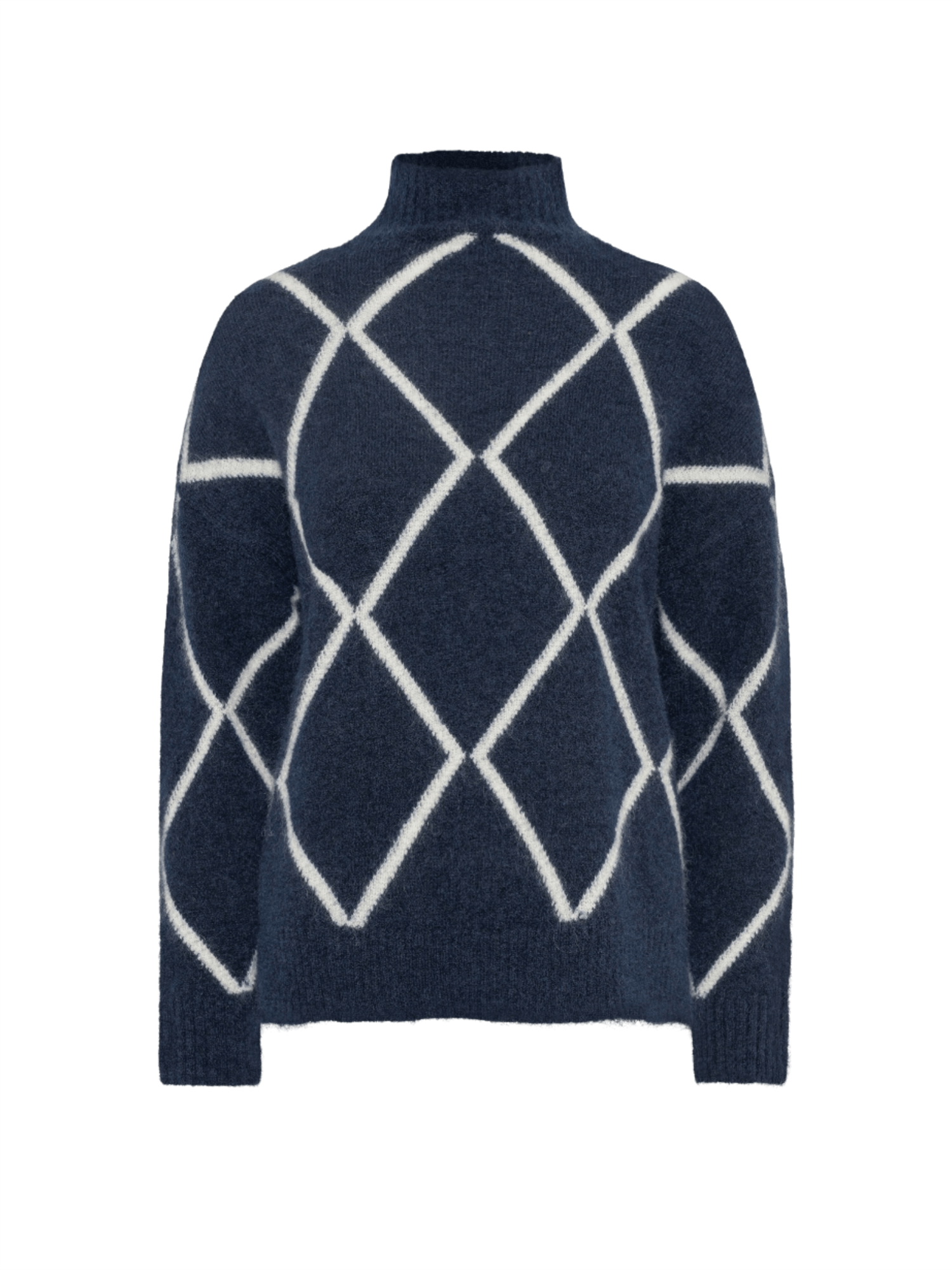 Elly Check Sweater - Navy - at home
