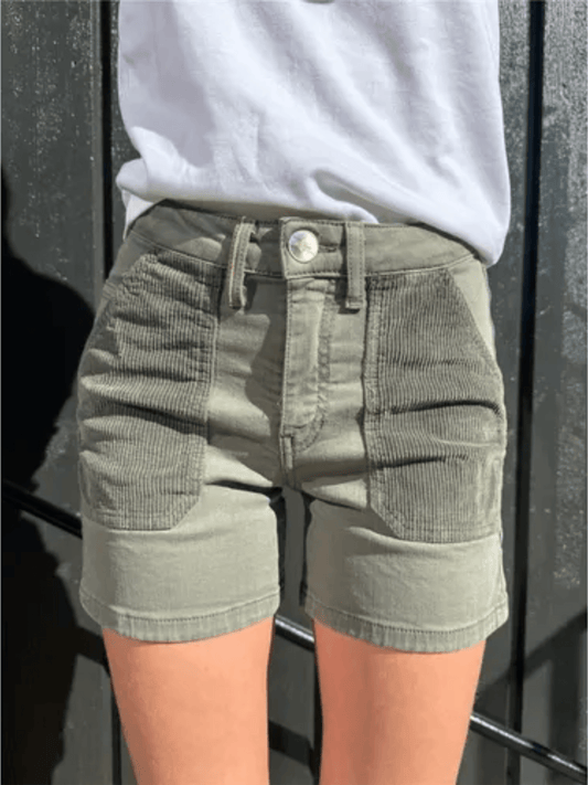 Emilia Cashmere Cord Shorts - Safari - at home