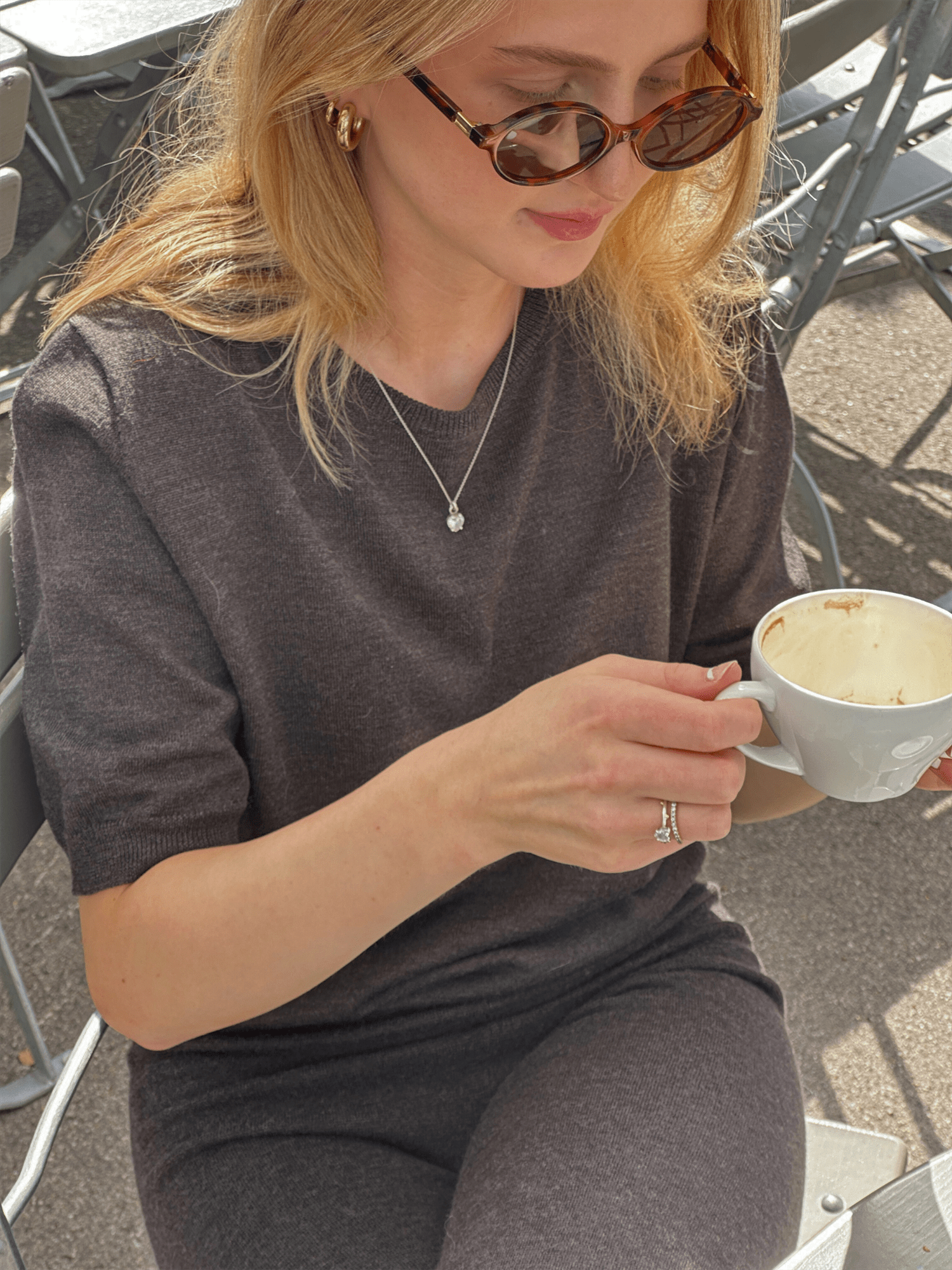 Emmy Merino Top - Brown Melange - at home