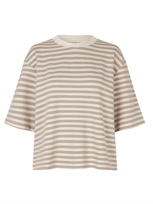 Emrys - M T-shirt - Island Fossil Stripe - at home