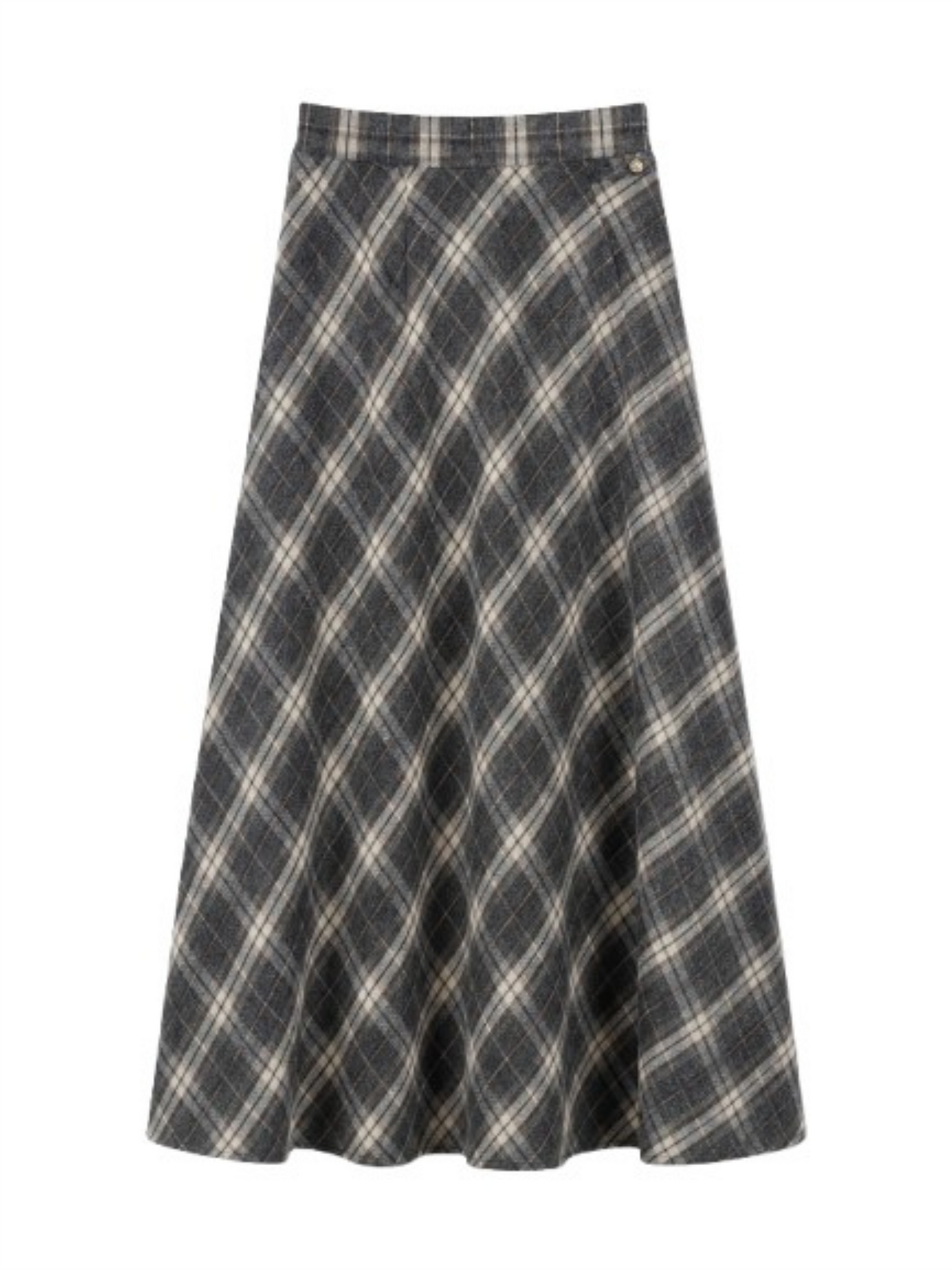 Check Skirt Long - Grey