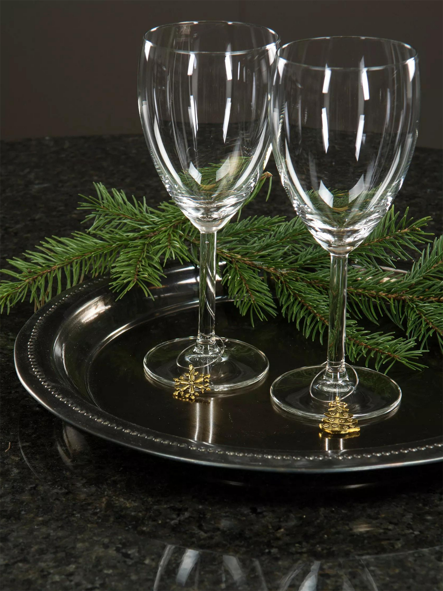 Vinglassmarkør Jul - Gull