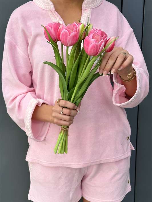 Blomst - Tulipan Bukett 40cm Rosa