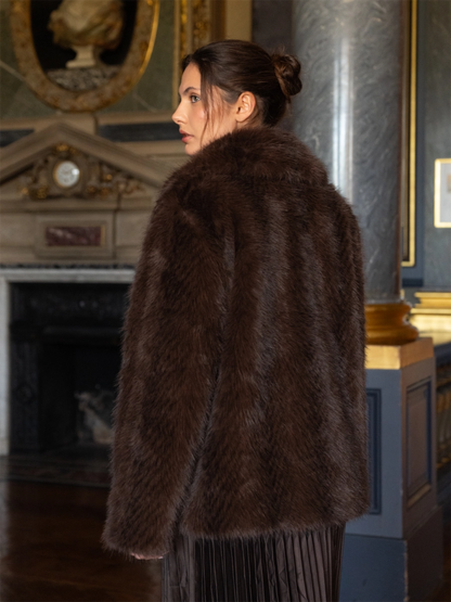 Faux Fur Coat Jacket - Choco