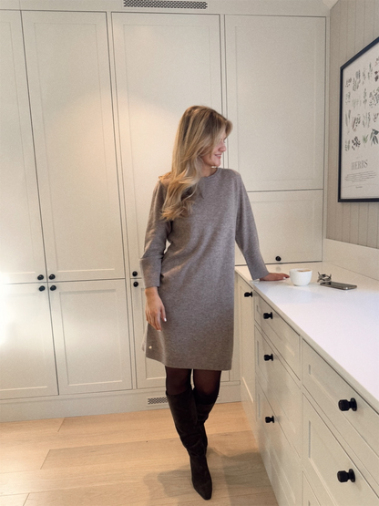 Maddie Round Neck Dress - Beige