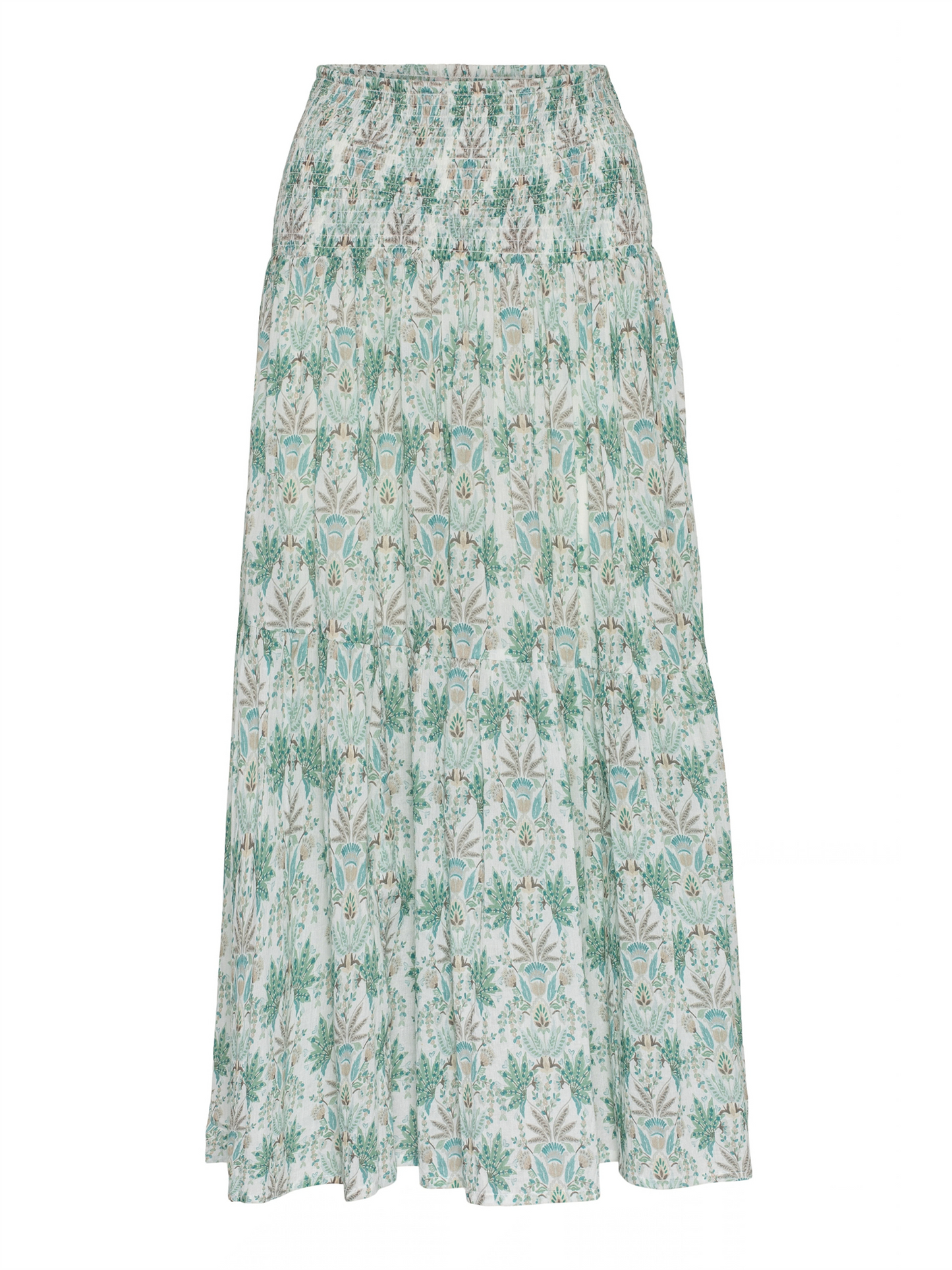 Smocking Skirt - Green Leaf Print