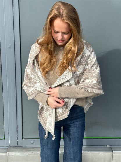 Trekantskjerf Toile de Jouy - Taupe