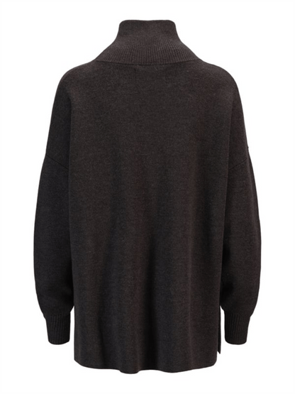 Fernanda Merino Sweater - Dark Brown Melange - at home