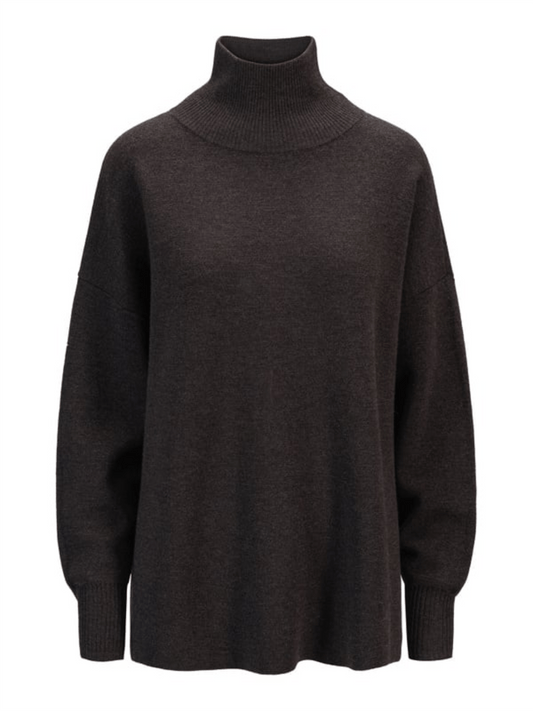 Fernanda Merino Sweater - Dark Brown Melange - at home