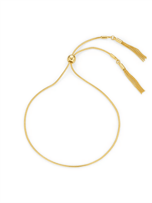Fine Adjustable Tassle Slider Bracelet - Gold - at home