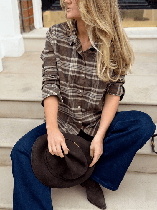 Flannel Shirt Classic - Brown Check - at home