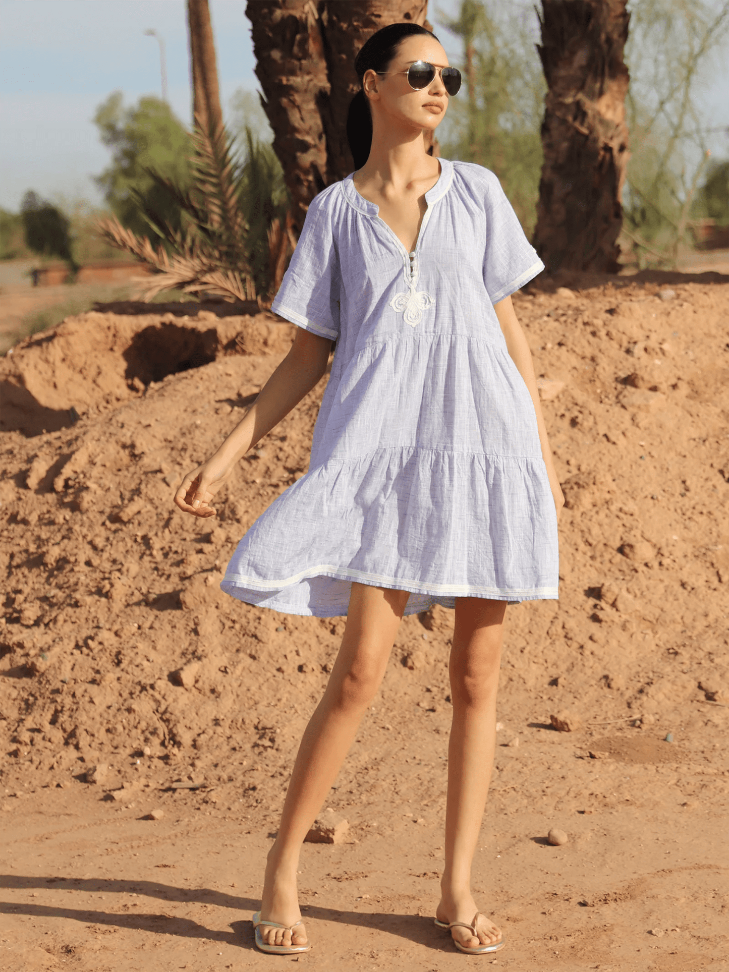 Flora Dress - Blue - at home