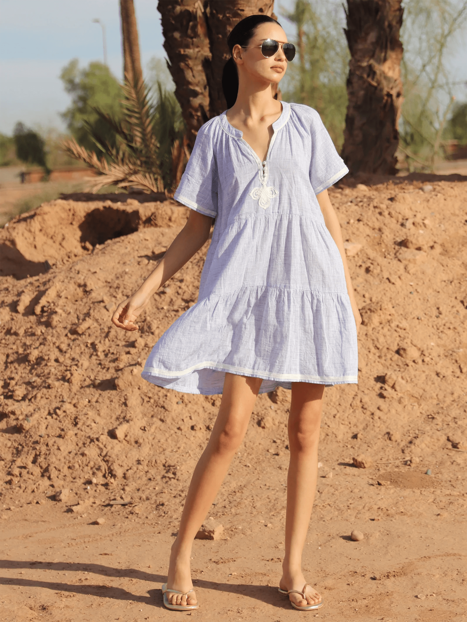 Flora Dress - Blue - at home