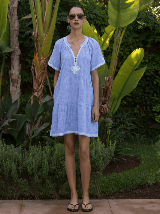 Flora Dress - Blue - at home