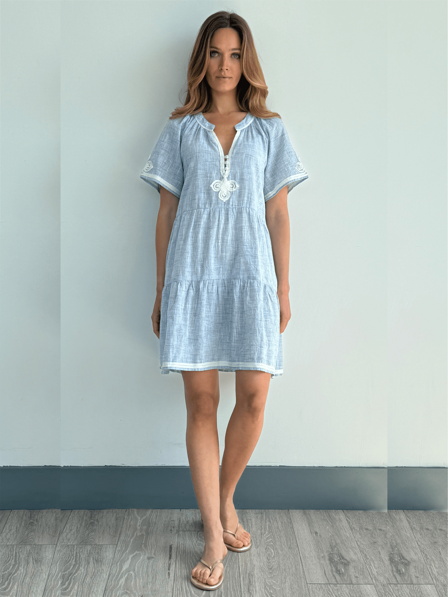 Flora Dress - Blue - at home
