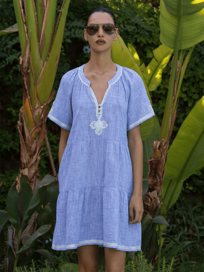 Flora Dress - Blue - at home