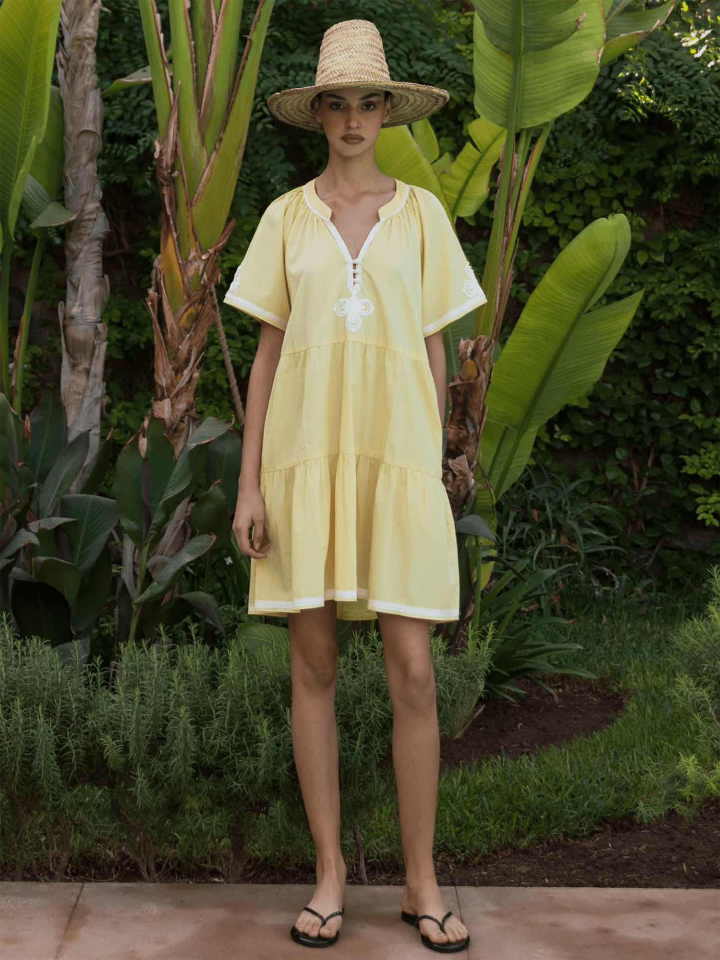 Flora Dress - Buttermilk - at home