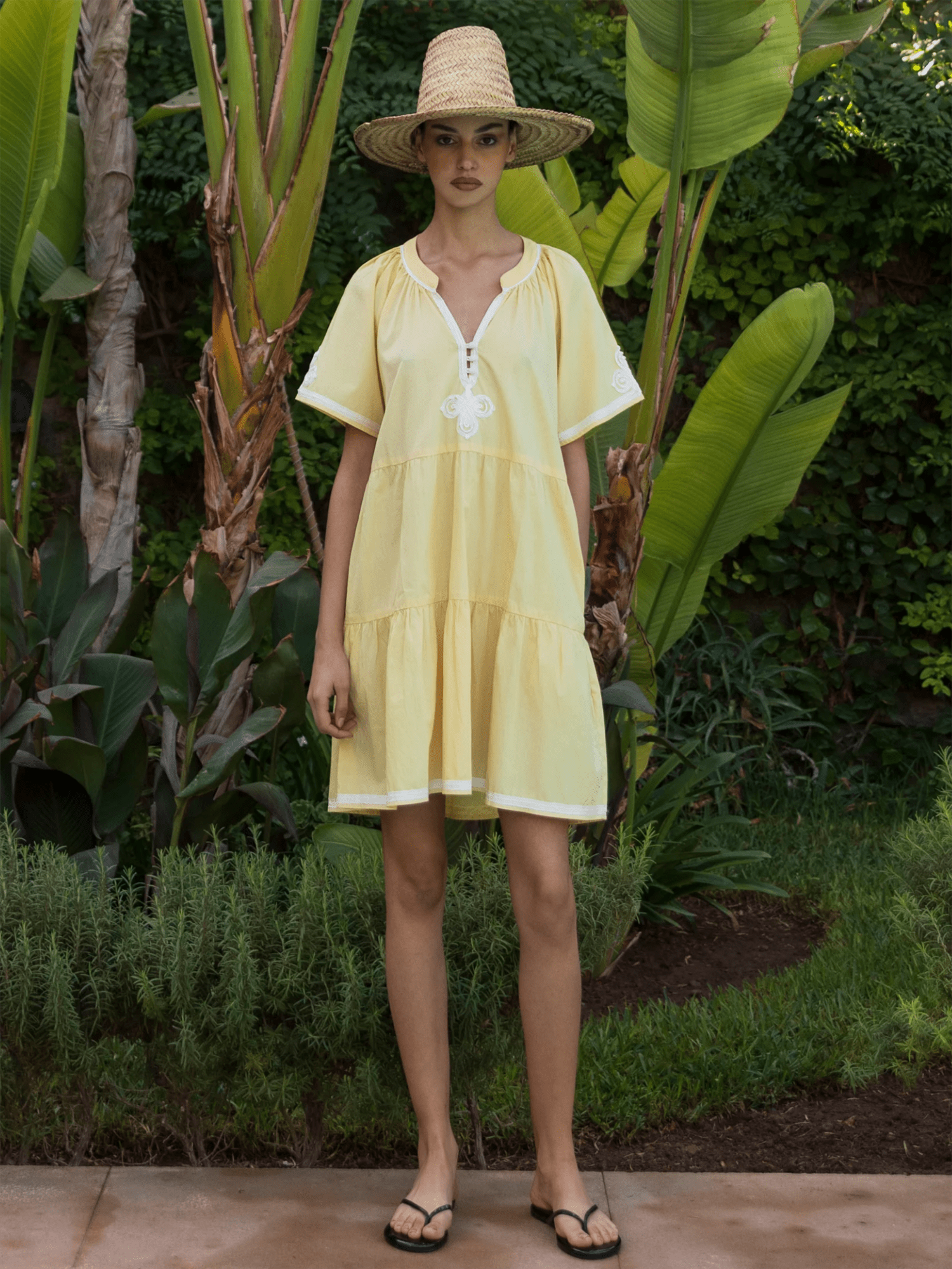 Flora Dress - Buttermilk - at home