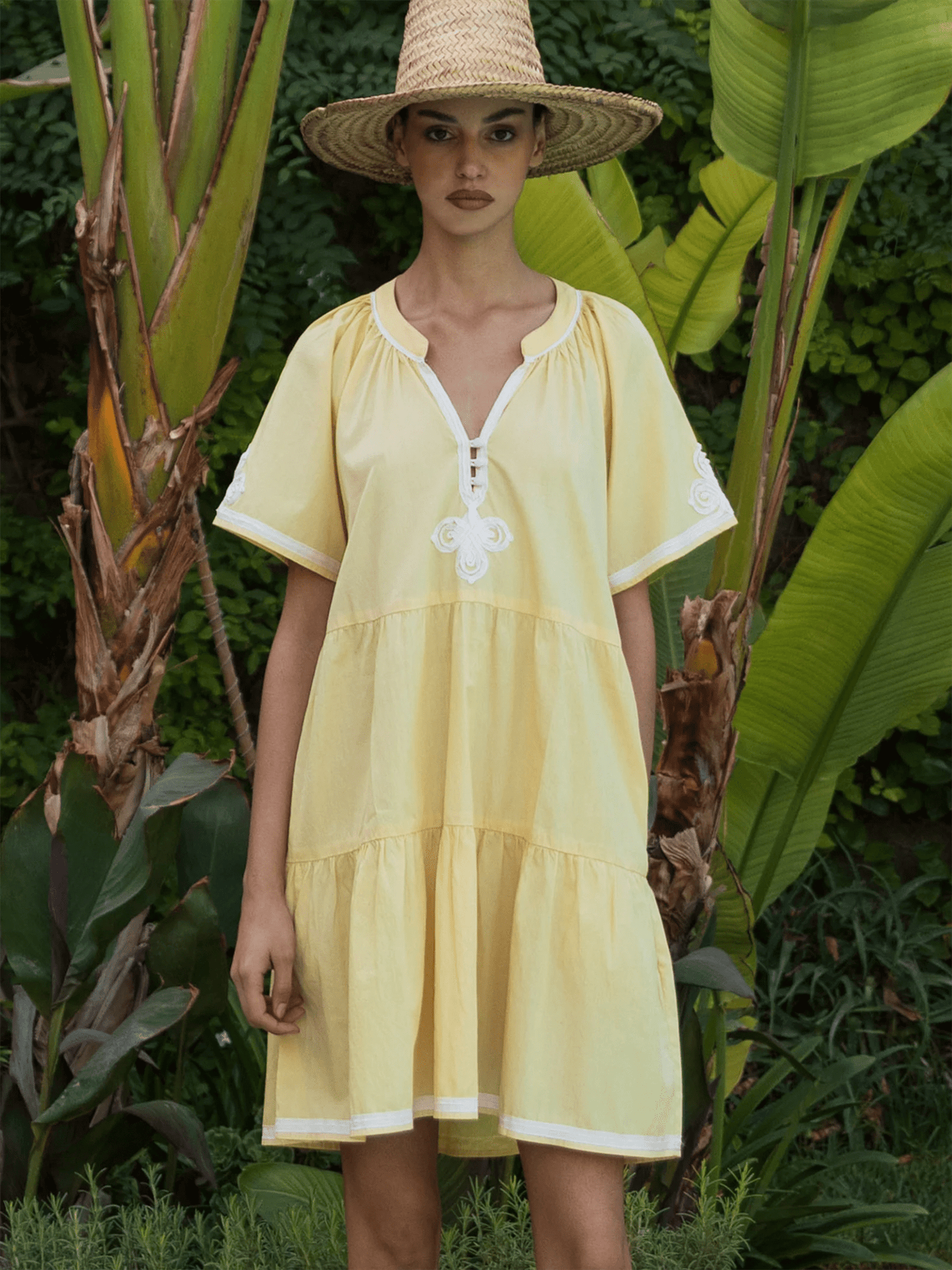 Flora Dress - Buttermilk - at home