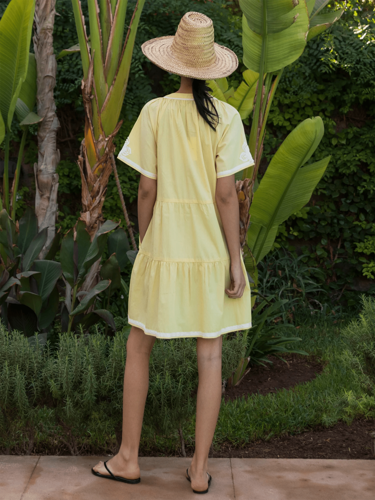 Flora Dress - Buttermilk - at home