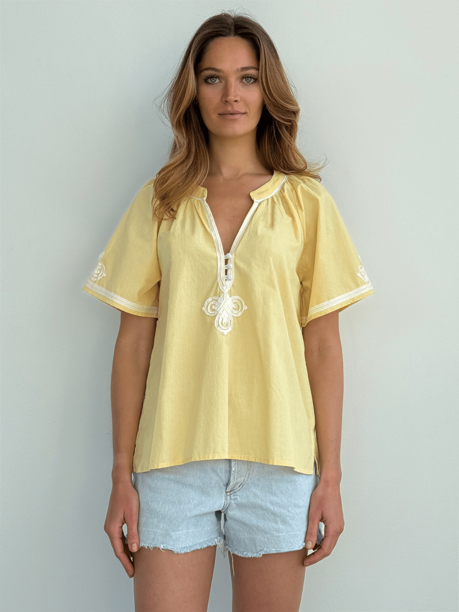 Foxglove Top - Buttermilk - at home