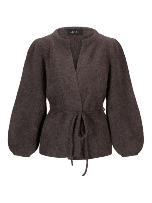 Fredrikke Chunky Cardigan - Dark Brown - at home