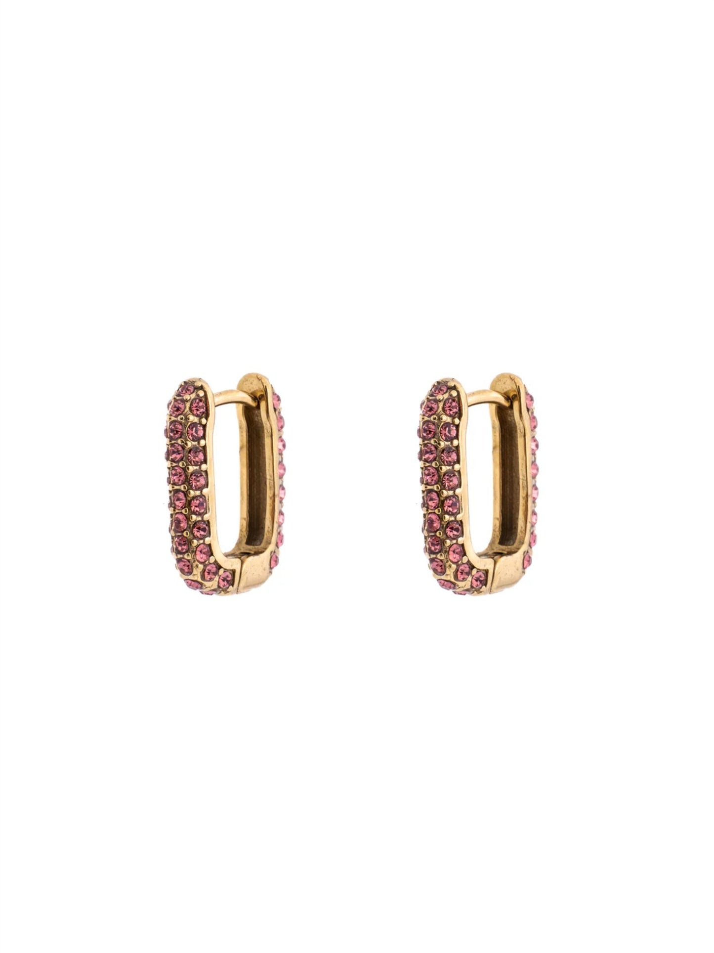 Full Bling Square Hoops - Pink - at home