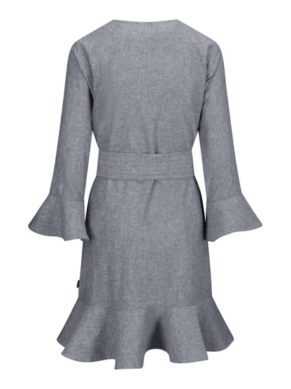 Gabrielle Linen Dress - Denim Blue - at home