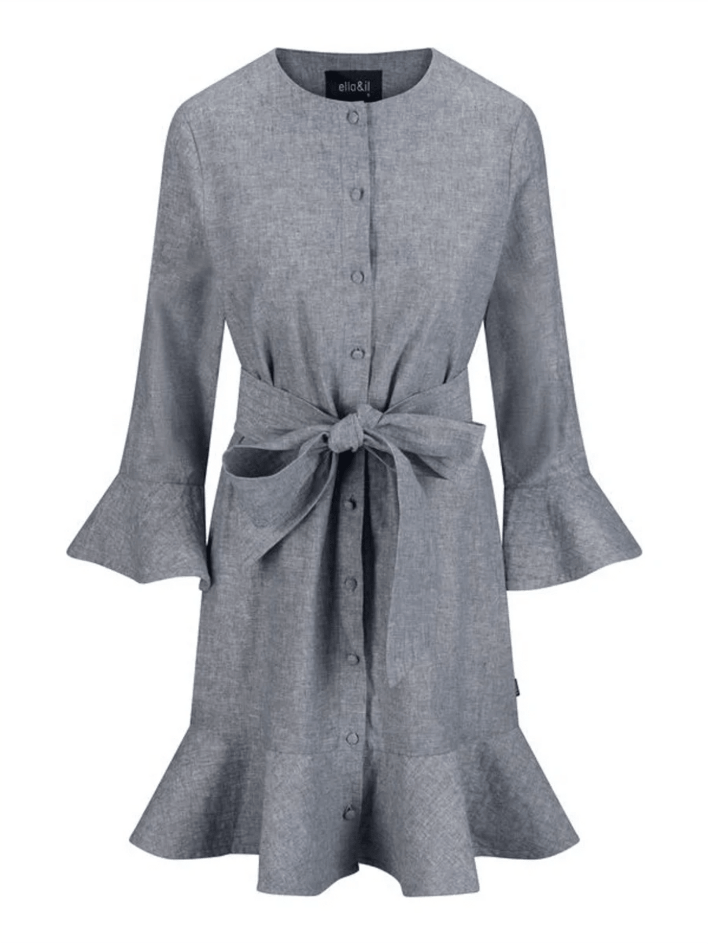 Gabrielle Linen Dress - Denim Blue - at home