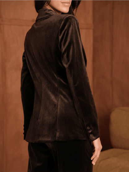 Ganny Tailored Velvet Jacket - Choco - at home