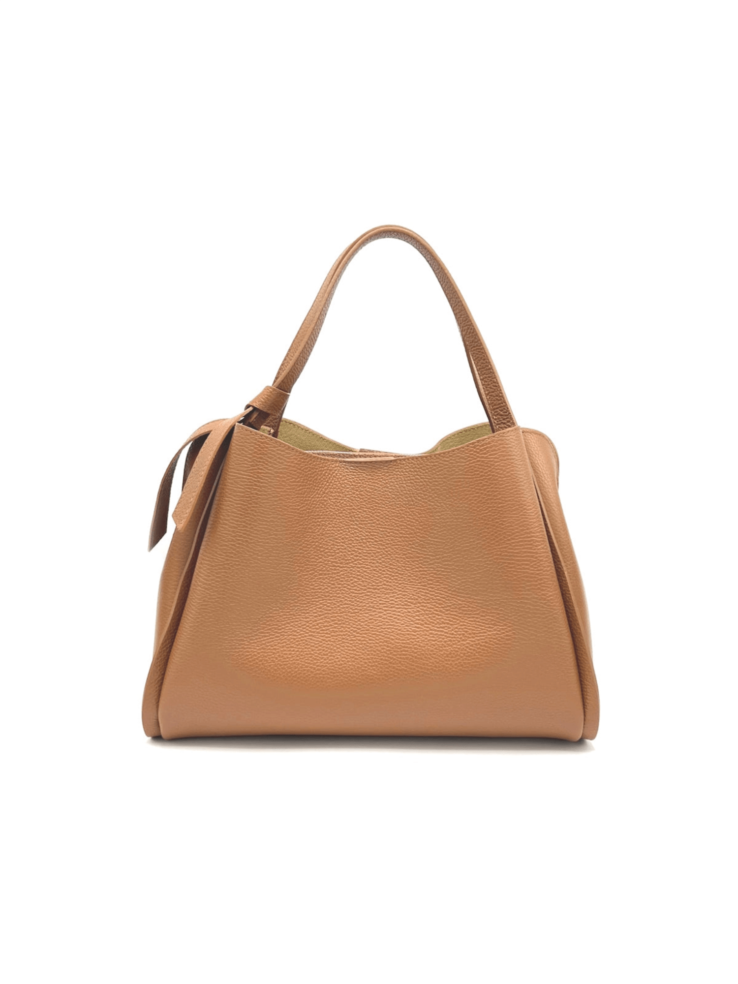 Genuine Leather Knot Hand Bag XL - Camel - at home