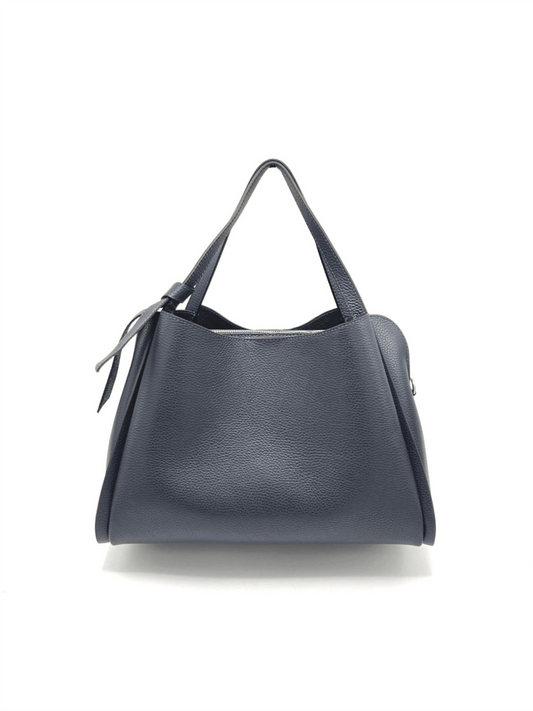 Genuine Leather Knot Hand Bag XL - Dark Blue - at home