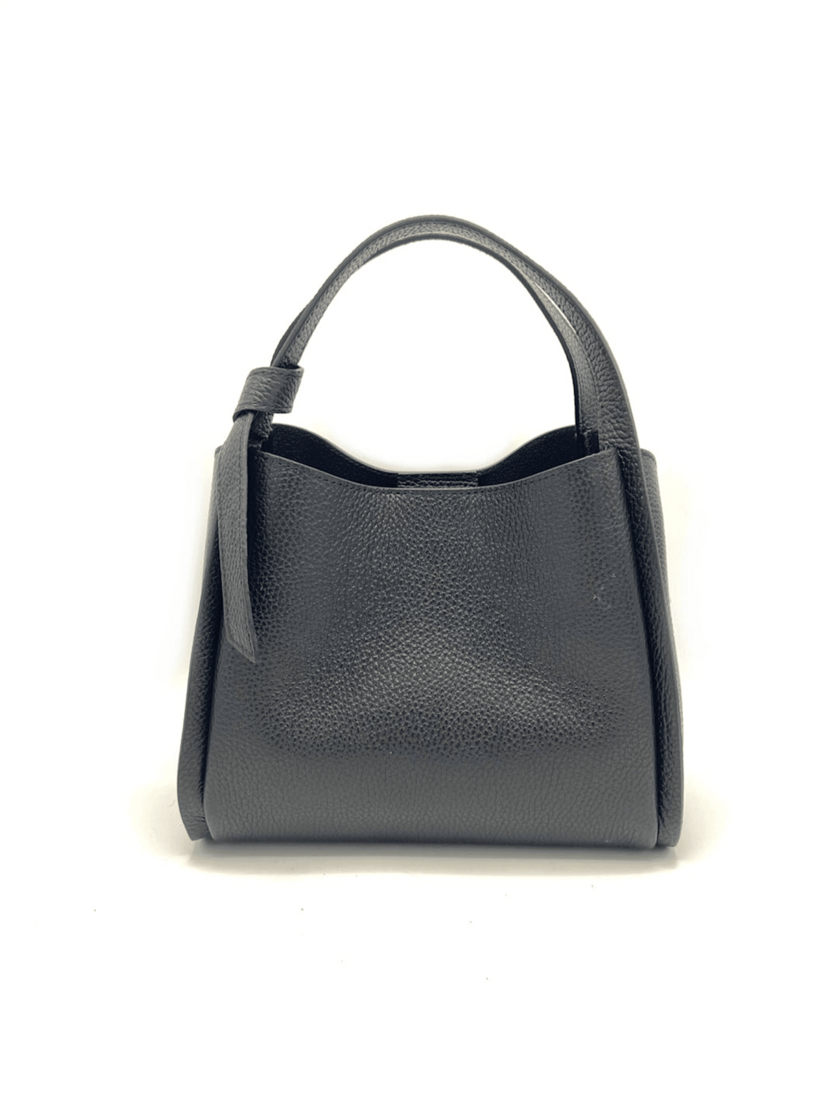 Genuine Leather Knot Handbag S - Black - at home