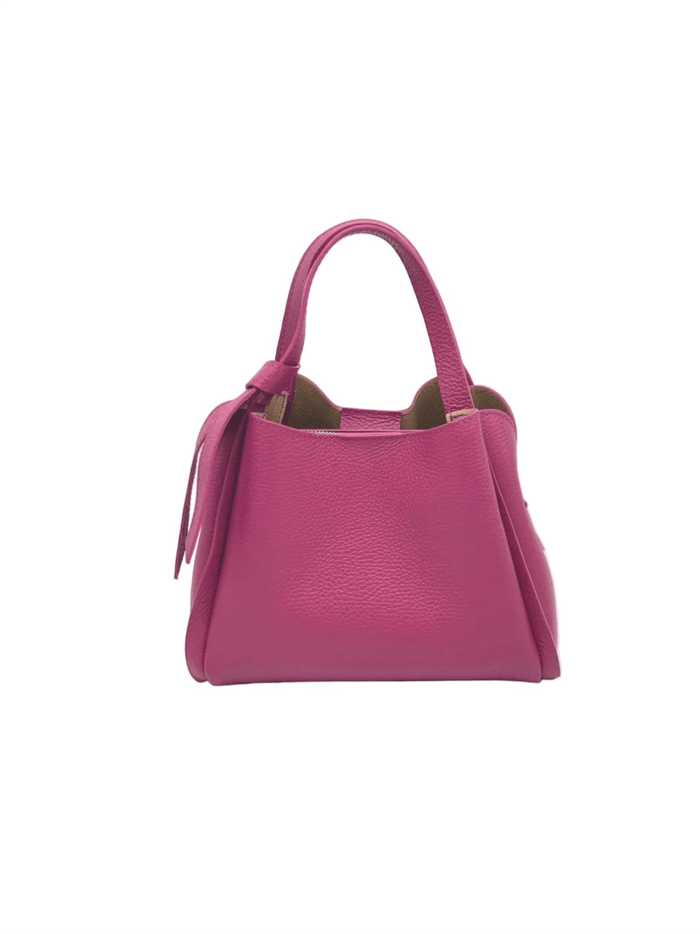 Genuine Leather Knot Handbag S - Fuschia - at home