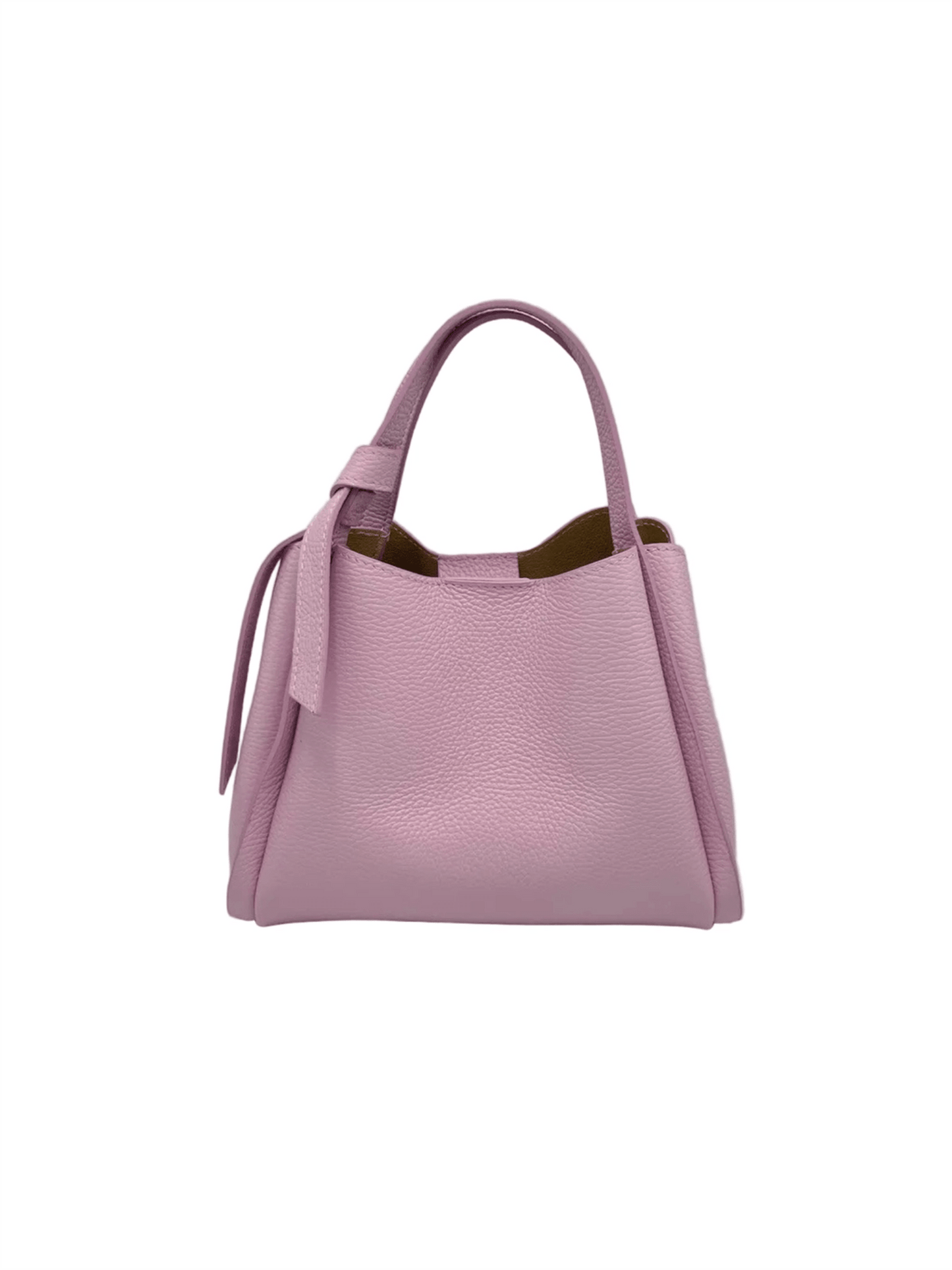 Genuine Leather Knot Handbag S - Light Pink - at home