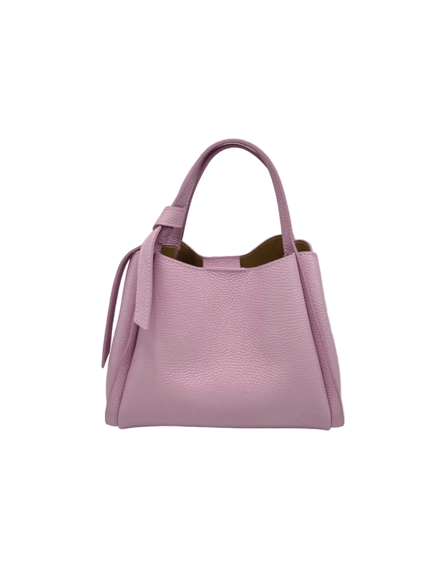 Genuine Leather Knot Handbag S - Light Pink - at home