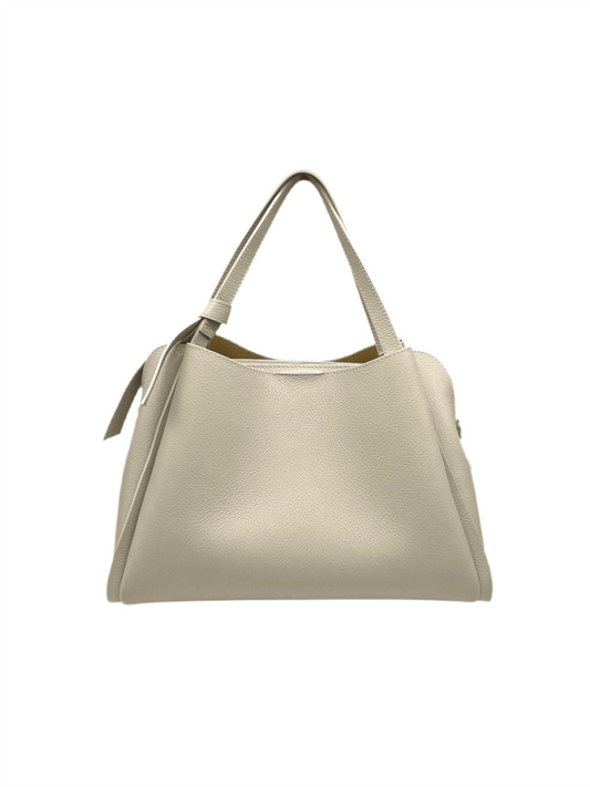 Genuine Leather Knot Handbag XL - Beige - at home