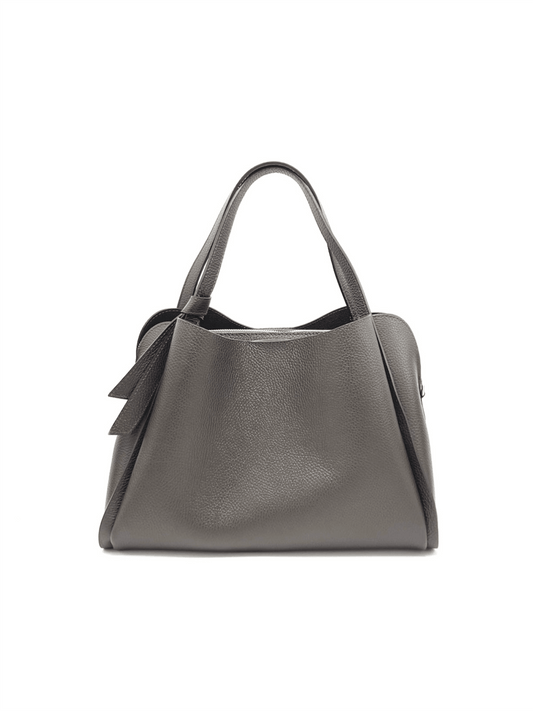 Genuine Leather Knot Handbag XL - Dark Brown - at home