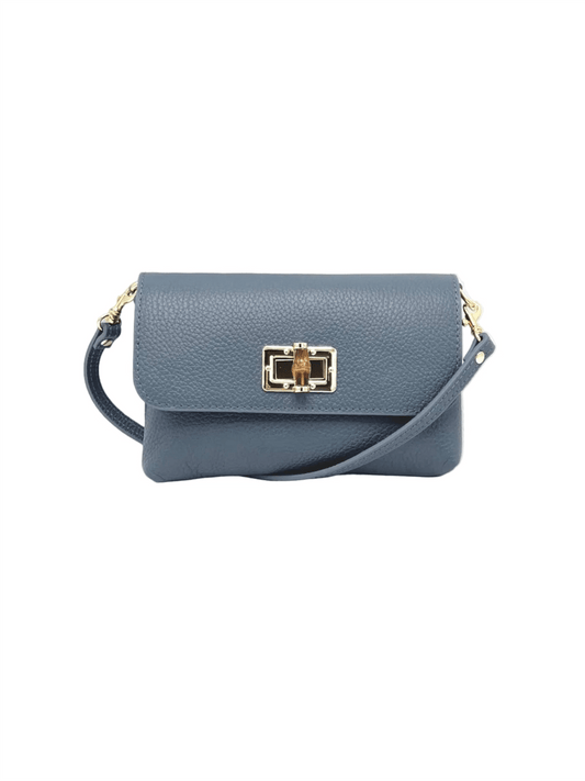 Genuine Leather Mini Flap Handbag - Jeans - at home